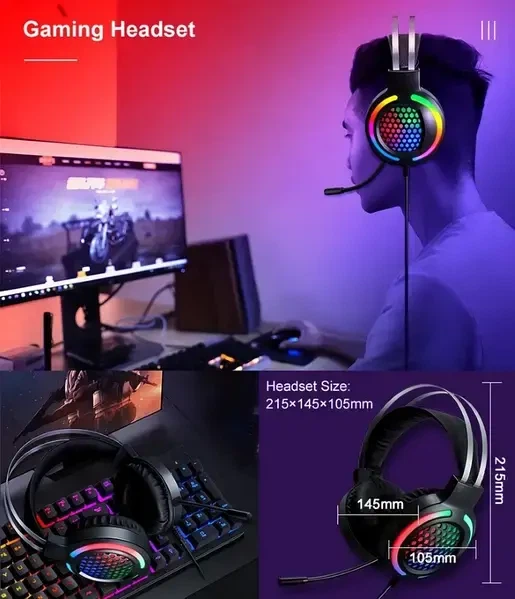 Игровой комплект клавиатура и мышь наушники коврик 4в1 Linmoni TF-400 Kit с RGB подсветкой для геймеров - изображение 3