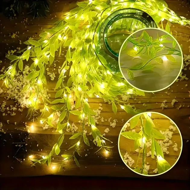Гірлянда Роса з LED-підсвічуванням "Зелена Верба" 2, Тепле світло SF-56 - Фото 4 Гірлянда Роса з LED-підсвічуванням "Зелена Верба" 2, Тепле світло SF-56 - зображення 4