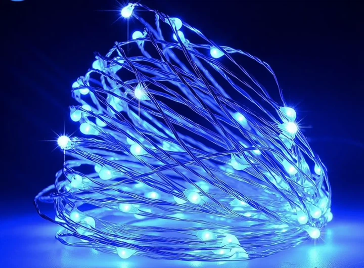 Новогодние гирлянды медная проволочная лампа 100LED 10м синий 220В - Фото 1 Новогодние гирлянды медная проволочная лампа 100LED 10м синий 220В - изображение 1