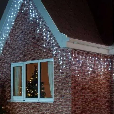 Новогодняя праздничная гирлянда бахрома 120 Led прозрачный провод 3х0.5 м Холодный белый - изображение 7