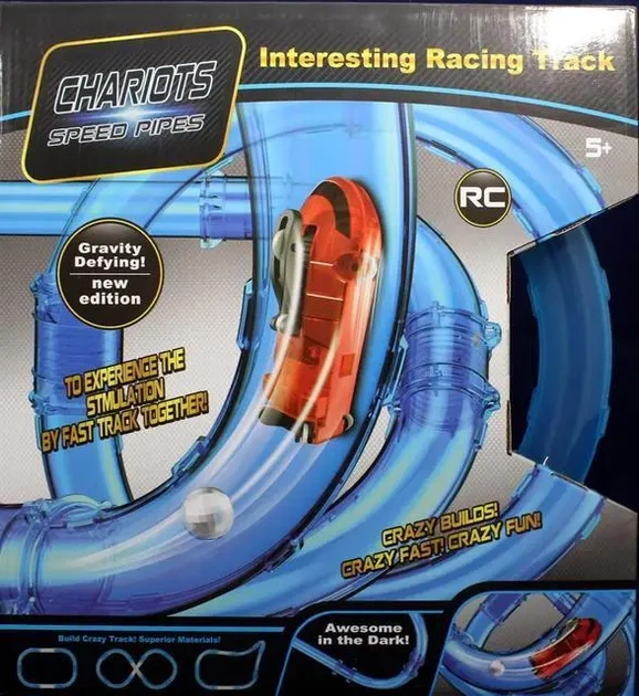 Светящиеся трубопроводные гонки CHARIOTS SPEED PIPES / трубопроводный автотрек / гоночный трек (27 деталей) - изображение 2