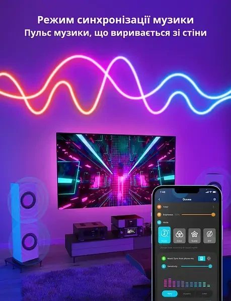 Розумна гнучка LED неонова стрічка 3 метри RGB управління з телефона і пульта - зображення 4