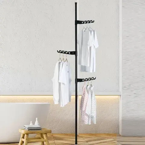 Вешалка от пола до потолка Hanger floor to ceiling для одежды, сушилка отдельностоящая телескопическая - изображение 2