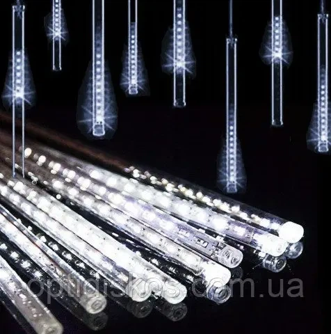 Гирлянда сосульки прозрачный шнур 8 шт 50 см белые 432 LED 57 Вт - изображение 3
