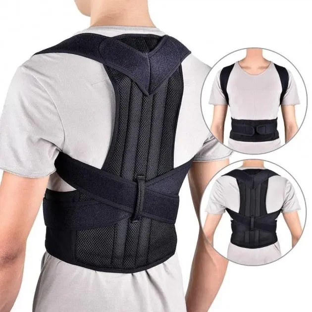 Грудопоясничный корсет корректор правильной осанки Back Pain Need Help Черный для ровной спины от сутулости - Фото 1 Грудопоясничный корсет корректор правильной осанки Back Pain Need Help Черный для ровной спины от сутулости - изображение 1
