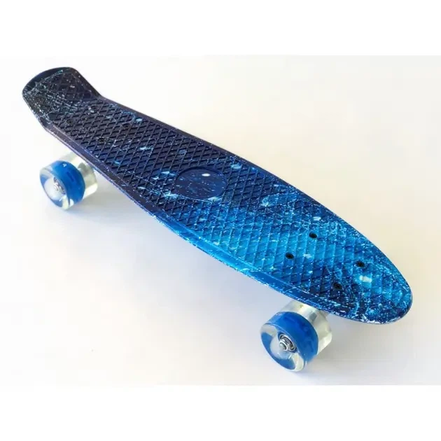 Пенни борд Penny Board Fish Skateboards 22" ABEC-7 с светящимися колесами, синий - Фото 4 Пенни борд Penny Board Fish Skateboards 22" ABEC-7 с светящимися колесами, синий - изображение 4