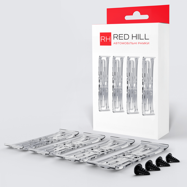 Автомобільна рамка під номер прозора комплект Невидимка RED HILL 003-0 - Фото 1 Автомобільна рамка під номер прозора комплект Невидимка RED HILL 003-0 - изображение 1