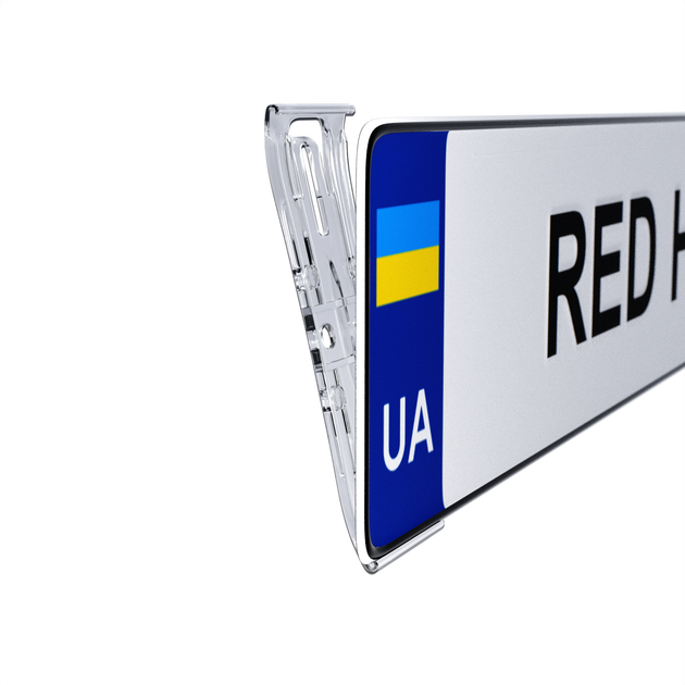 Автомобільна рамка під номер прозора комплект Невидимка RED HILL 003-0 - Фото 2 Автомобільна рамка під номер прозора комплект Невидимка RED HILL 003-0 - изображение 2