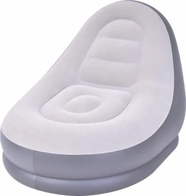 Надувной диван с пуфом Air Sofa / Надувное велюровое кресло с пуфиком Черный, Серый - изображение 6