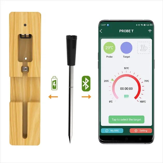 Цифровой Bluetooth термометр с управлением через телефон, для мяса, гриля и духовки - изображение 2