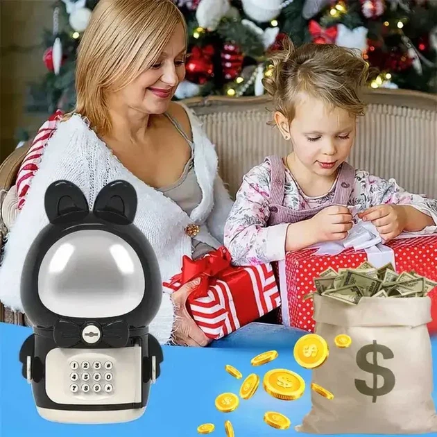 Детская электронная Копилка Сейф Космонавт с кодовым замком Little Space Rabbit Piggy Bank - изображение 4
