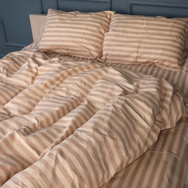 Простынь на резинке MirSon двуспальная 140x200+25 см Stripe 17-0610 Light Brown Бязь (2200008199265) - Фото 3 Простынь на резинке MirSon двуспальная 140x200+25 см Stripe 17-0610 Light Brown Бязь (2200008199265) - изображение 3