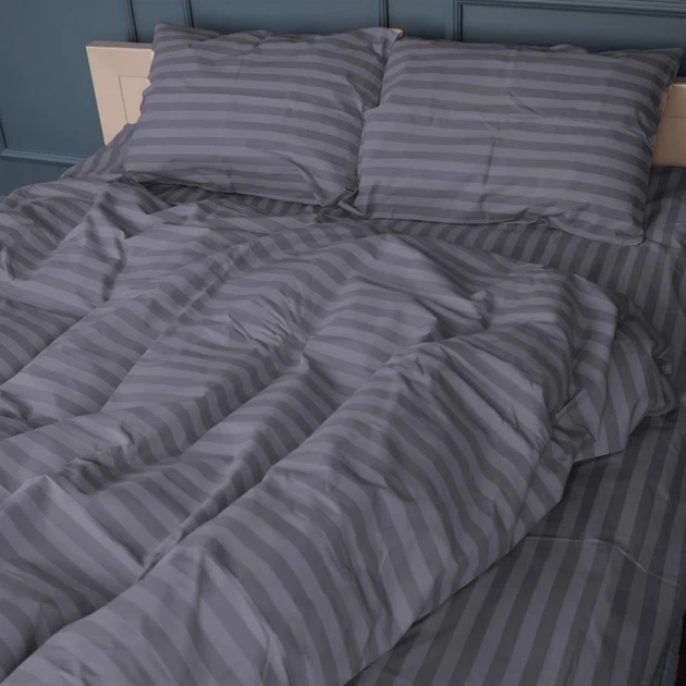 Простынь на резинке MirSon полуторная 90x190+25 см Stripe 17-0601 Gray Бязь (2200008049164) - Фото 2 Простынь на резинке MirSon полуторная 90x190+25 см Stripe 17-0601 Gray Бязь (2200008049164) - изображение 2