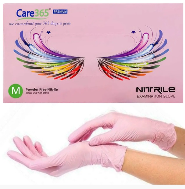 Нітрилові рукавички, розмір M. Care 365, Рожеві - зображення 1