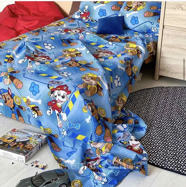 Комплект постільної білизни Sweet-Dream Щенячий патруль новий 150 х 215 см полуторний синій - зображення 2