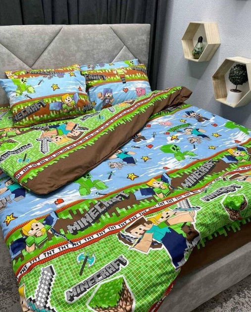 Комплект постільної білизни Sweet-Dream Майнкрафт 200 х 215 см євро синій - зображення 3