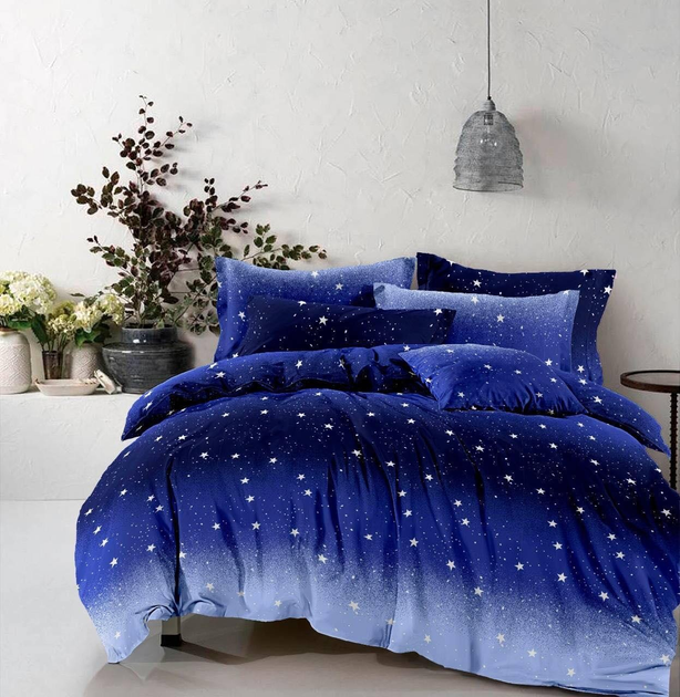 Комплект постільної білизни Sweet-Dream Галактика 180 х 215 см двоспальний синій - Фото 1 Комплект постільної білизни Sweet-Dream Галактика 180 х 215 см двоспальний синій - зображення 1