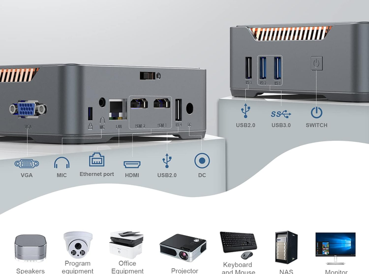 Мини ПК SNUNMU GK3V / Intel Celeron J4125 / RAM 12GB / SSD 256GB / 2 x HDMI / LAN / Wi-Fi 5 / Bluetooth 4.2 / Windows 11 / Серый - Фото 2 Мини ПК SNUNMU GK3V / Intel Celeron J4125 / RAM 12GB / SSD 256GB / 2 x HDMI / LAN / Wi-Fi 5 / Bluetooth 4.2 / Windows 11 / Серый - изображение 2