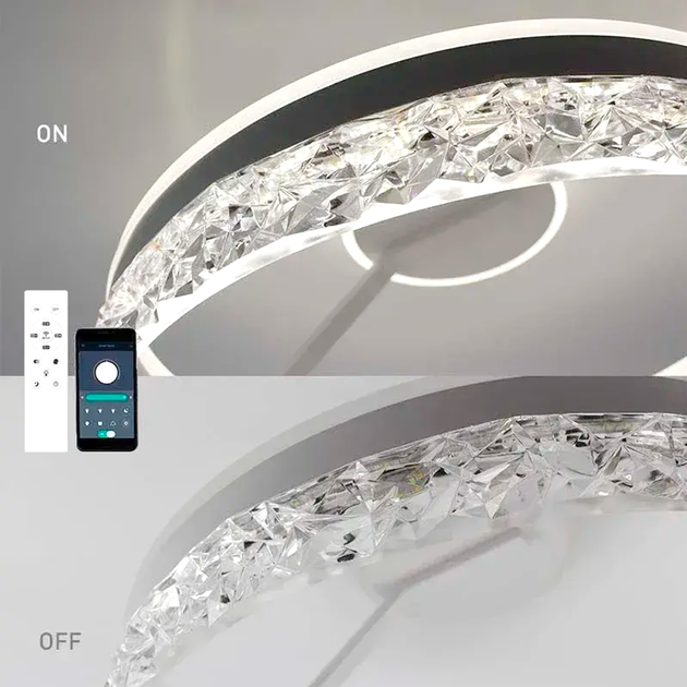 Керована світлодіодна люстра Esllse STELLA C ICE 90W 2R APP біла з пультом та додатком для смартфону Ø500×215мм WHITE 220V IP20 - зображення 8