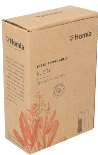 Zestaw młynków do soli i pieprzu Homla Basic Rubby 16 cm 2 szt Czarny / Biały (5902869983522) - obraz 4