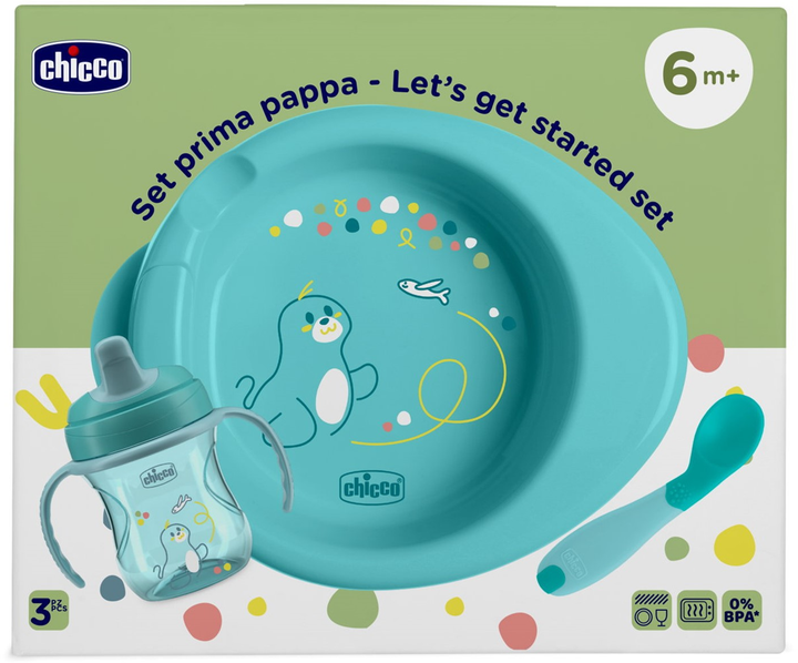 Набір посуду Chicco Set Prima Pappa 6м+ Блакитний (16200.25) - Фото 6 Набір посуду Chicco Set Prima Pappa 6м+ Блакитний (16200.25) - зображення 6