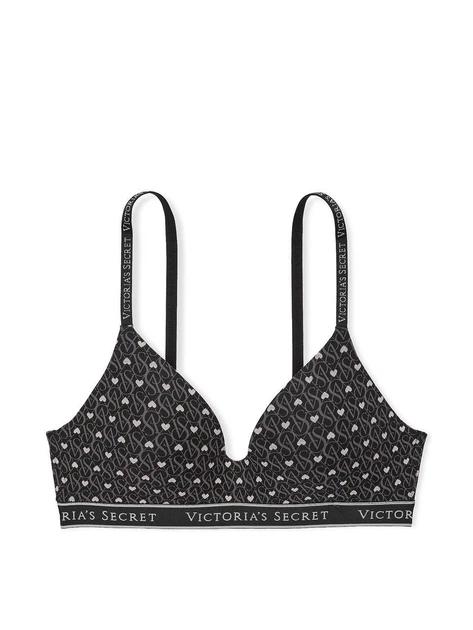 Бюстгальтер Victoria's Secret Lightly Lined Wireless Cotton 75C чорний (принт сердечка) - Фото 3 Бюстгальтер Victoria's Secret Lightly Lined Wireless Cotton 75C чорний (принт сердечка) - зображення 3