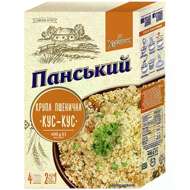 Крупа пшенична Кус-кус Хуторок Панський в варочному пакете 400 г - Фото 1 Крупа пшенична Кус-кус Хуторок Панський в варочному пакете 400 г - изображение 1