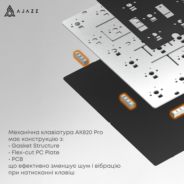Клавиатура беспроводная Ajazz AK820 Pro Gift Switch Black RGB (AK820PRO-G-BGY) - изображение 11