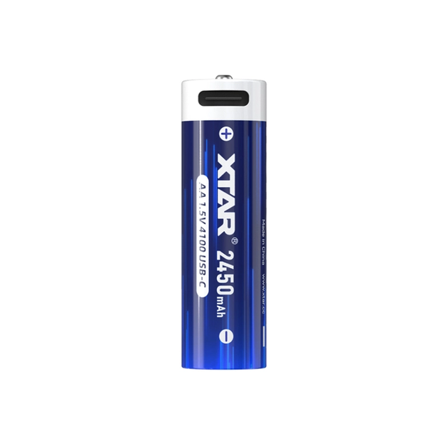 Акумуляторна батарея AA XTAR Blue PRO-C 1.5V Li-ion 4100mWh/2450mAh з USB Type-C та LED індикатором | мaкс. заряд - 0.5А / розряд - 2А | набір 4шт. у пласт. кейсі із шнуром x4 Type-C - изображение 4