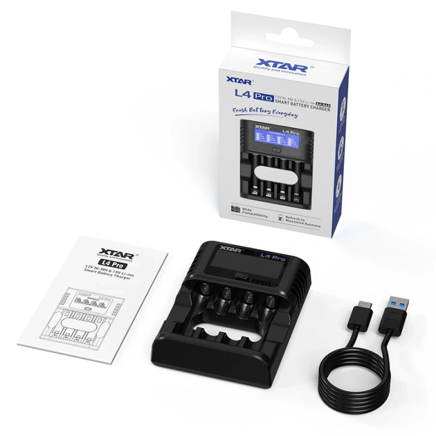 Зарядний пристрій XTAR L4 Pro Type-C AAA~AA 1.5V Li-ion /1.2V Ni-Mh | заряд - 0.5Ax4 | 4 слоти - Фото 5 Зарядний пристрій XTAR L4 Pro Type-C AAA~AA 1.5V Li-ion /1.2V Ni-Mh | заряд - 0.5Ax4 | 4 слоти - изображение 5