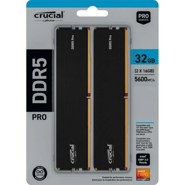 Модуль пам'яті CRUCIAL PRO 32GB DDR5-6000 KIT2 (CP2K16G60C48U5