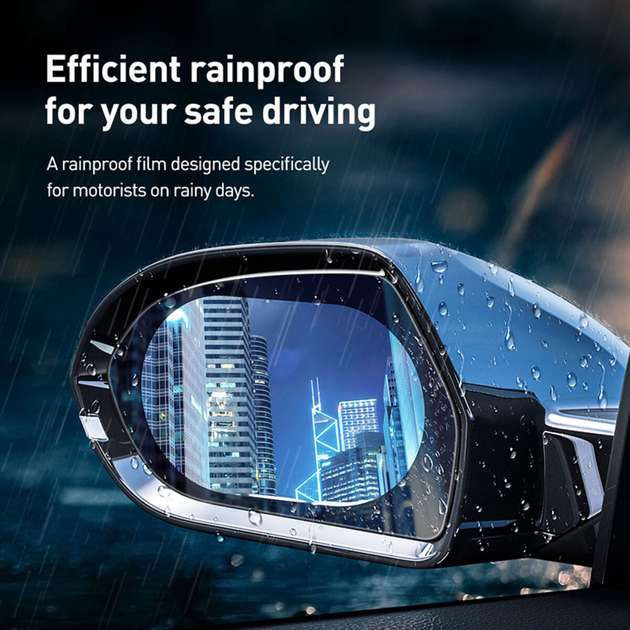 Плівка для скла Baseus 0.15mm Rainproof Film for Car Rear-View Mirror (Oval 2 pcs/pack 135*95mm) (SGFY-C02) - изображение 8