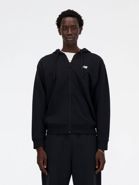 Толстовка на блискавці чоловіча New Balance Stacked Logo MJ41501 L Чорна (197375352480) - зображення 1