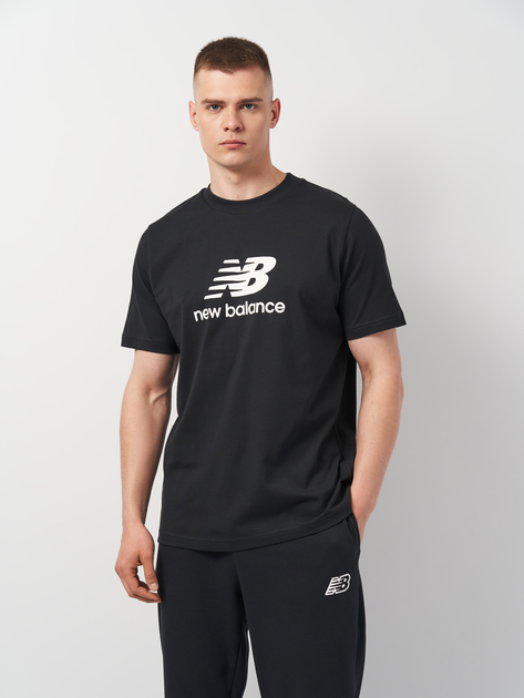 T-shirt męski bawełniany New Balance Stacked Logo MT41502 L Czarny (196941811031) - obraz 1