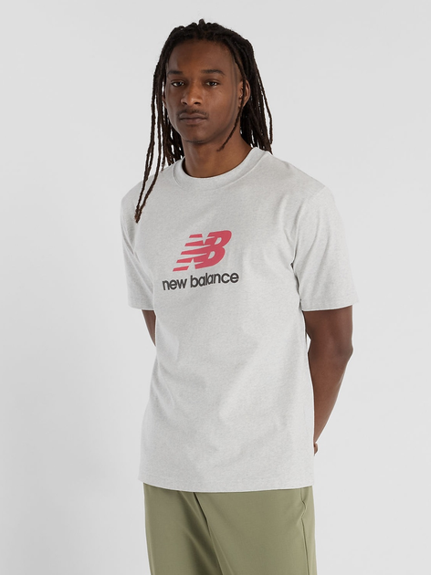 T-shirt męski bawełniany New Balance Athletics Logo MT51500 M Jasnoszary (197967256363) - obraz 5