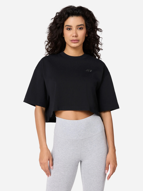 Футболка бавовняна оверсайз коротка жіноча New Balance Logo Relaxed WT43536 XL Чорна (197376701362) - зображення 1
