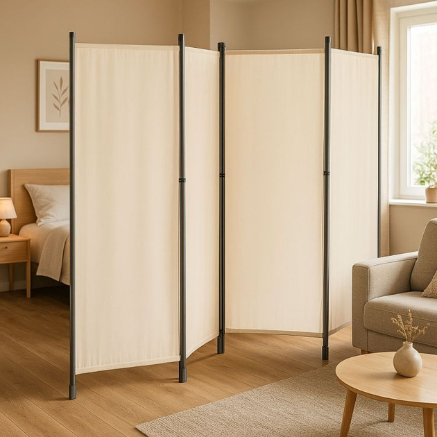 Składany parawan ogrodowy ModernHome by Multistore 4-panelowy 167 x 216 cm beżowy (AW-022/4TLG BEIGE) - obraz 10