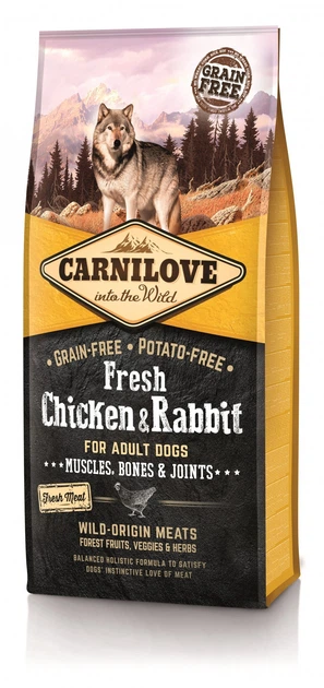 Карнілав корм сухий для дорослих собак усіх порід Carnilove Fresh Chicken and Rabbit for Adult dogs з куркою та кроликом 12 кг + Подарунок 2шт Carnilove Fresh Chicken and Rabbit for Adult dogs з куркою та кроликом 1,5кг - изображение 2