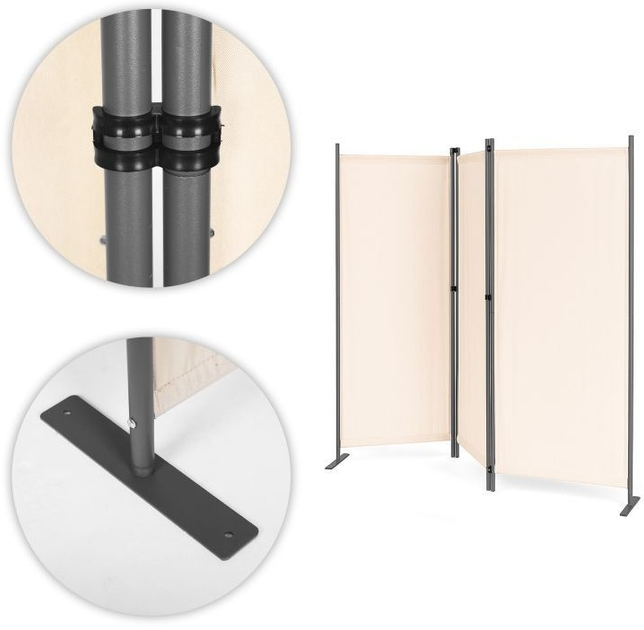 Składany parawan ogrodowy ModernHome by Multistore 3-panelowy 167 x 164 cm beżowy (AW-022/3TLG BEIGE) - obraz 5