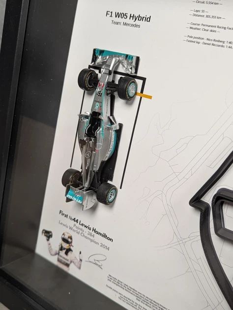 Объемная Деревяная АРТ Рамка 25x25см С Лимитированной Моделью Panini F1 W05 Hybrid №44 Lewis Hamilton World Champions 2014 с + 3D Трасса Abu Dhabi GP "Yas Marina Circuit" - изображение 7
