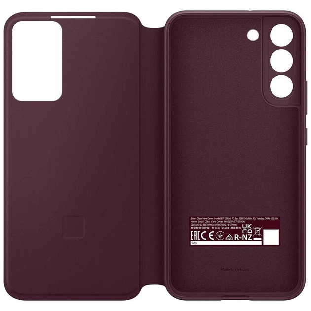 Защитный смарт чехол книжка S-View Flip Cover Samsung Galaxy S22 Plus 5G EF-NS906 Burgundy - изображение 3