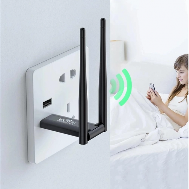 USB ретранслятор усилитель WiFi сигнала на 2 антенны Nectronix Репитер Двухантенный беспроводной расширитель диапазона Wi-Fi сигнала - изображение 2