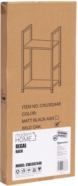 Regał ModernHome by Multistore drewniany 2 półki loft (CWJ302448 WILD OAK) - obraz 9