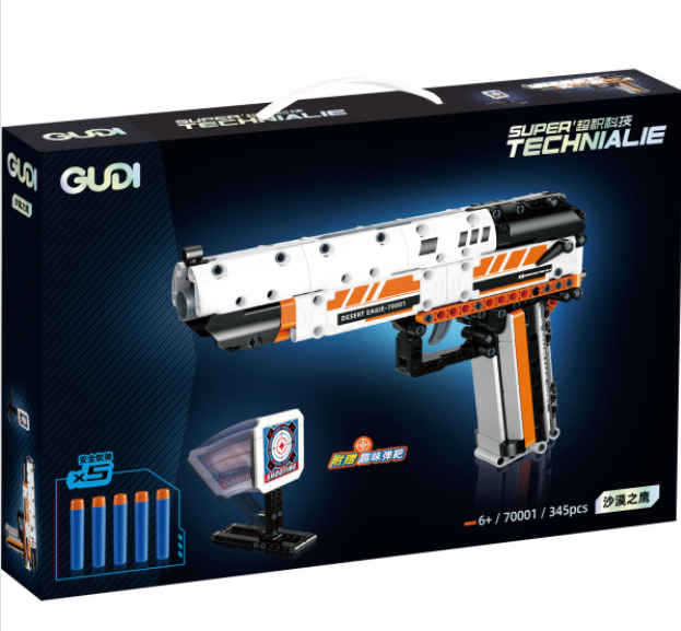 Конструктор детский 70001 пистолет Desert Eagle, 24см,мягкие пули 5шт, 345 деталей - изображение 2