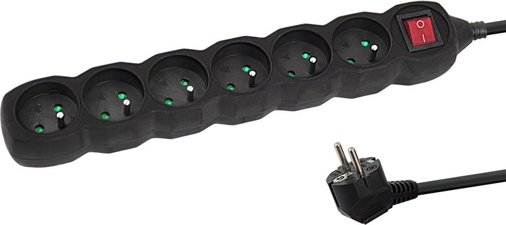 Listwa zasilająca Esperanza 6 gniazda 3 m Black (ELK218K) - obraz 1