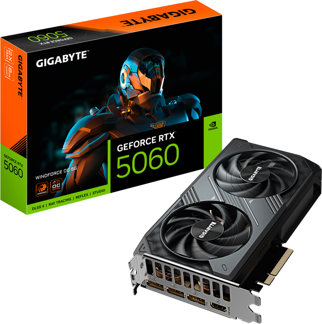 Відеокарта Gigabyte PCI-Ex GeForce RTX 5060 WINDFORCE OC 8G 8GB GDDR7 (128bit) (2512/28000) (HDMI, 3 x DisplayPort) (GV-N5060WF2OC-8GD) - зображення 10