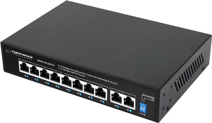 Комутатор Esperanza SPOTTER 8x10/100 Mbps PoE + 2xUplink (ENS106) - зображення 2