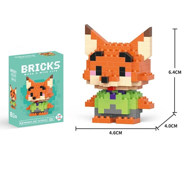 Конструктор фигурка BRICKS Зверополис лис Ник Уайлд + крольчиха