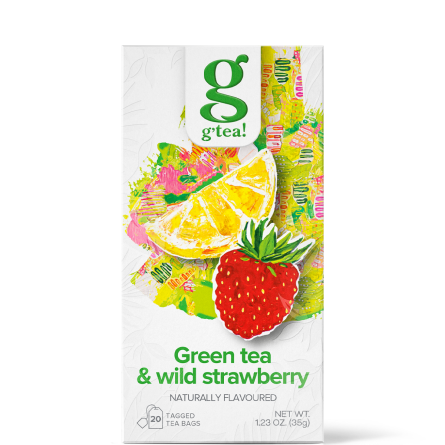 Зеленый чай g'tea Green Tea & Wild Strawberry с земляникой и лимоном 20 пакетиков - Фото 3 Зеленый чай g'tea Green Tea & Wild Strawberry с земляникой и лимоном 20 пакетиков - изображение 3