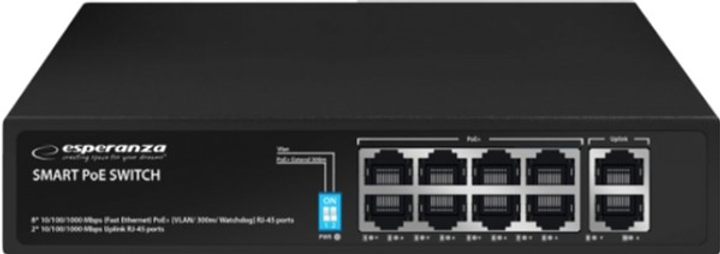 Przełącznik Esperanza MATRIX 8x10/100/1000 Mbps PoE + 2xUplink (ENS108) - obraz 2